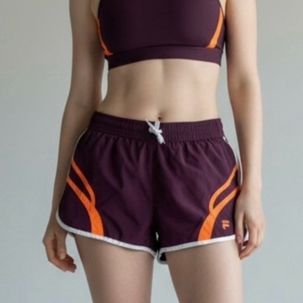 Fila Burgundy with Orange Stripes Athletic Shorts